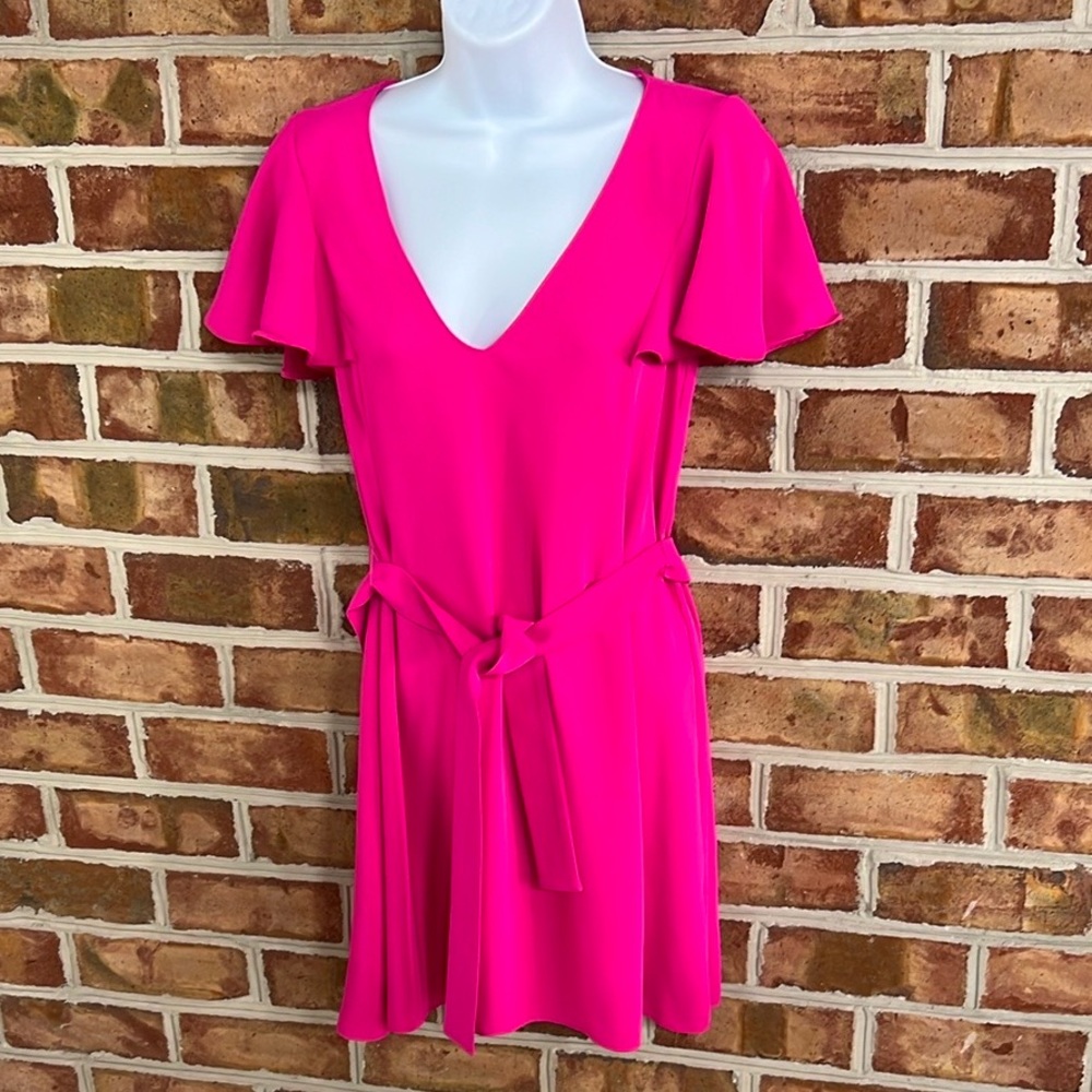 Amanda Uprichard gorgeous Vibrant Pink Dress with tie at waist. Small